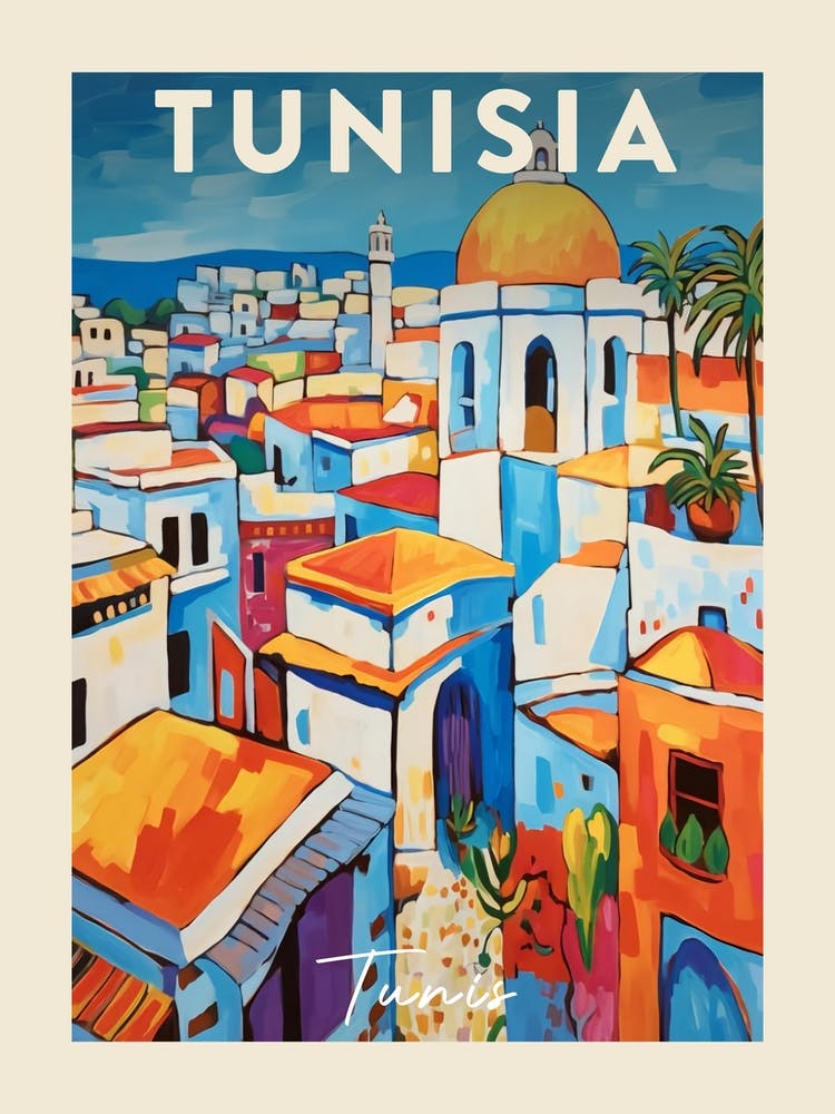 Tunis Tunisia 4 Fauvist Painting Travel Poster