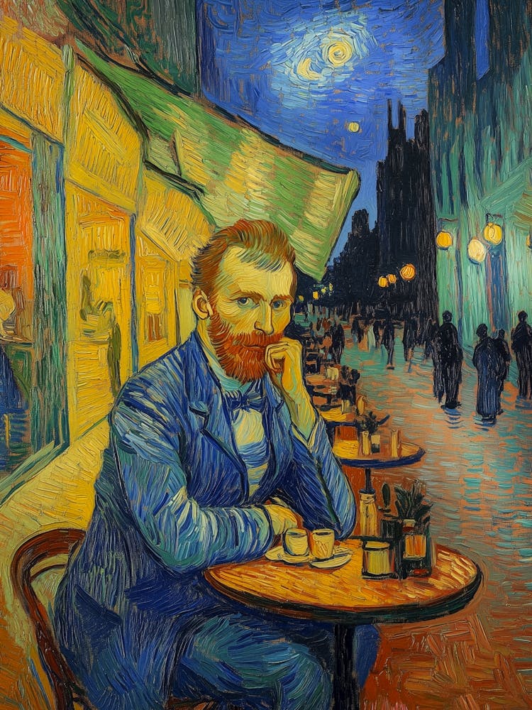 Caféterrasse Am Abend Vincent van Gogh, Impressionismus Selbstportät