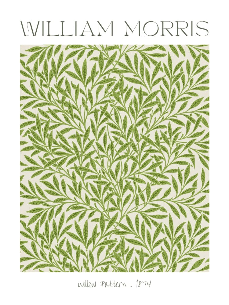 William Morris WILLOW Pattern 1874 HD Remastered Feature Wall Poster Print from British Textile Fabric Artist