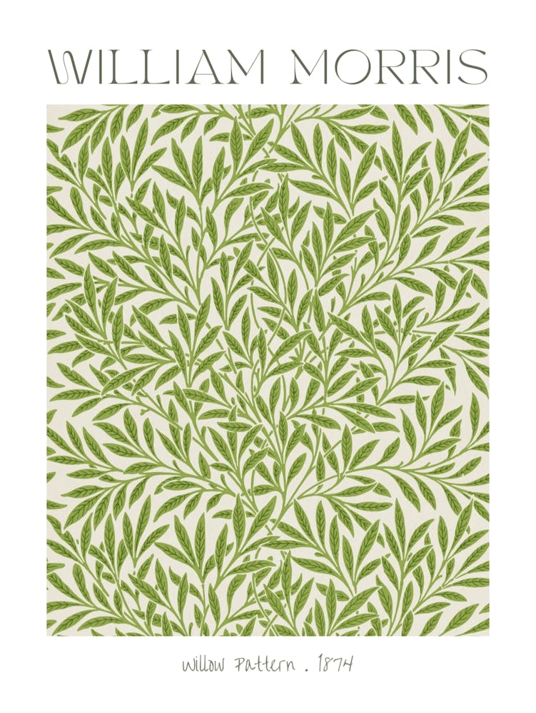 William Morris WILLOW Pattern 1874 HD Remastered Feature Wall Poster Print from British Textile Fabric Artist