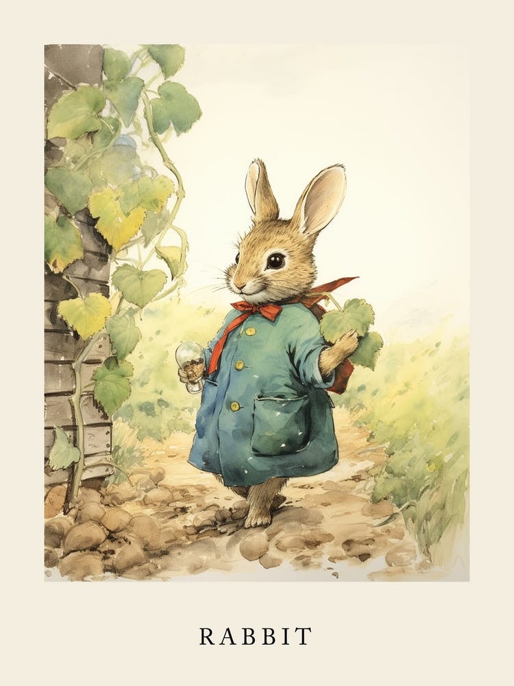 Beatrix Potter Inspired  Animal Watercolour Rabbit 4