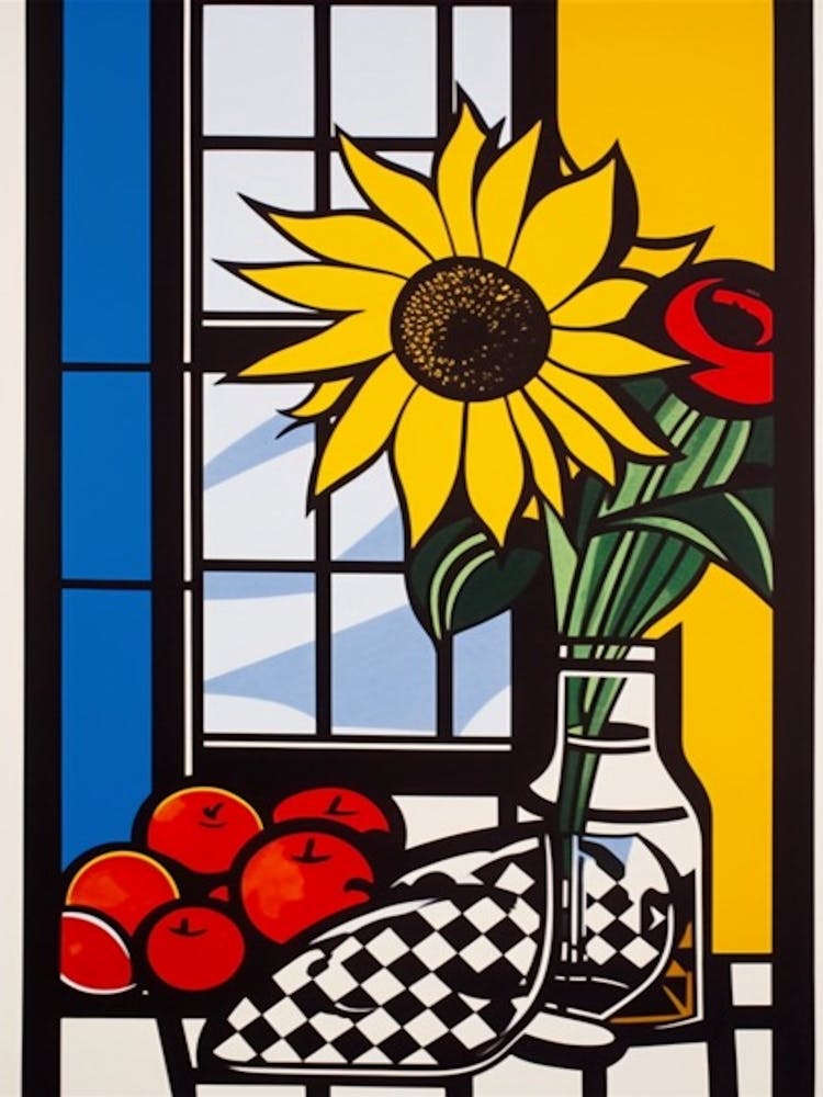Sunflower Flower Still Life  4 Pop Art Style