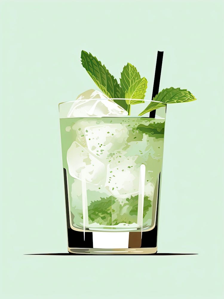 Illustration Mint Julep Floral Infusion Cocktail 3