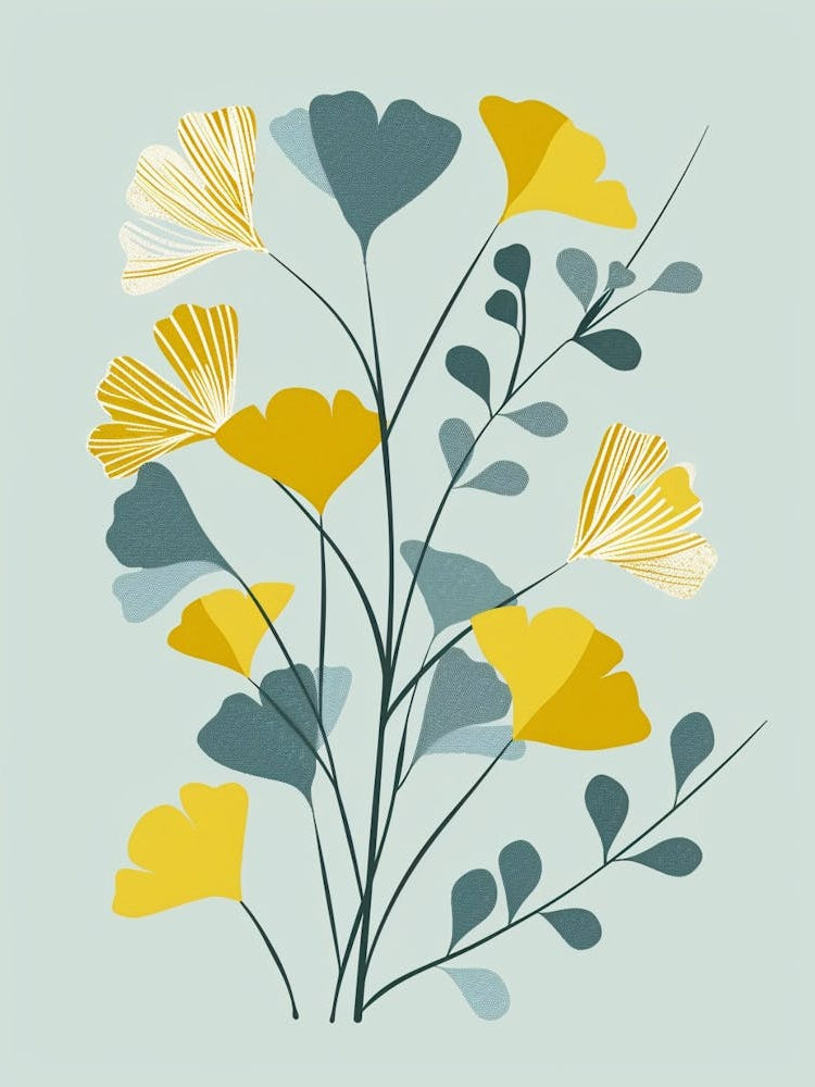 Ginkgo Tree Flat Illustration 6