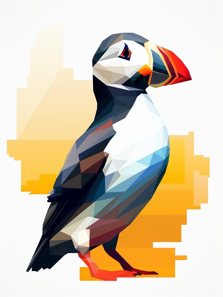 Colourful Geometric Bird Puffin 2