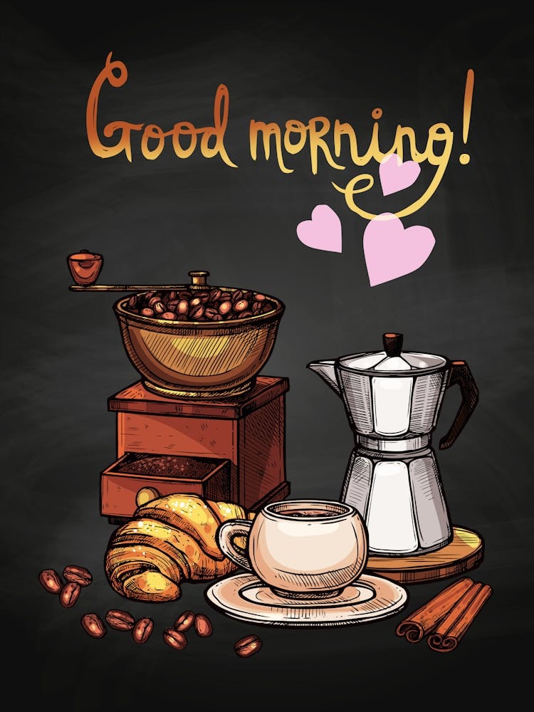 Good Morning Vector — coffee print, kitchen art, kitchen wall decor