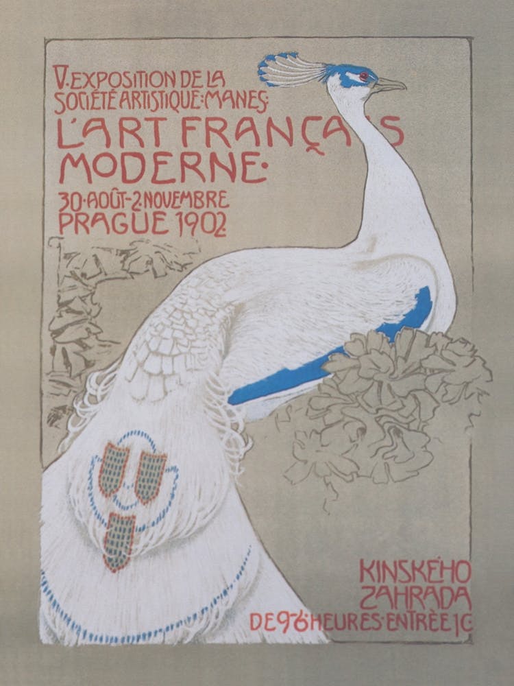White Peacock Vintage Poster Art