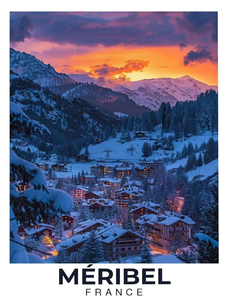 Meribel Ski Resort Meribel Poster Meribel Print Meribel Art Meribel ...
