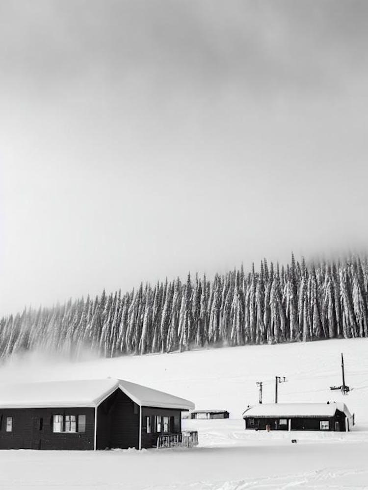 Mont Sainte Anne, Canada Black And White Skiing Poster