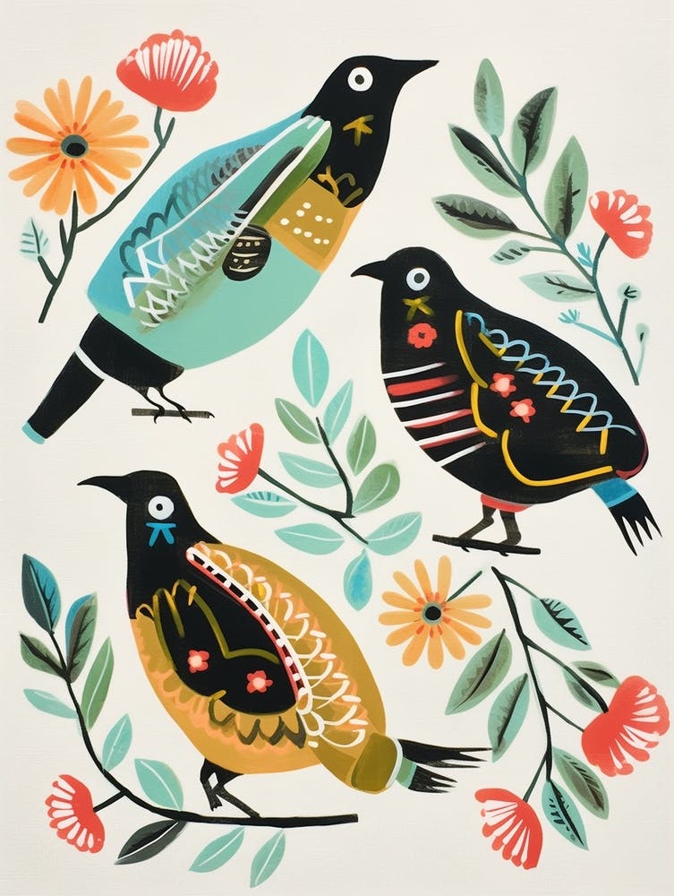 Folk Style Bird Painting Kiwi 3