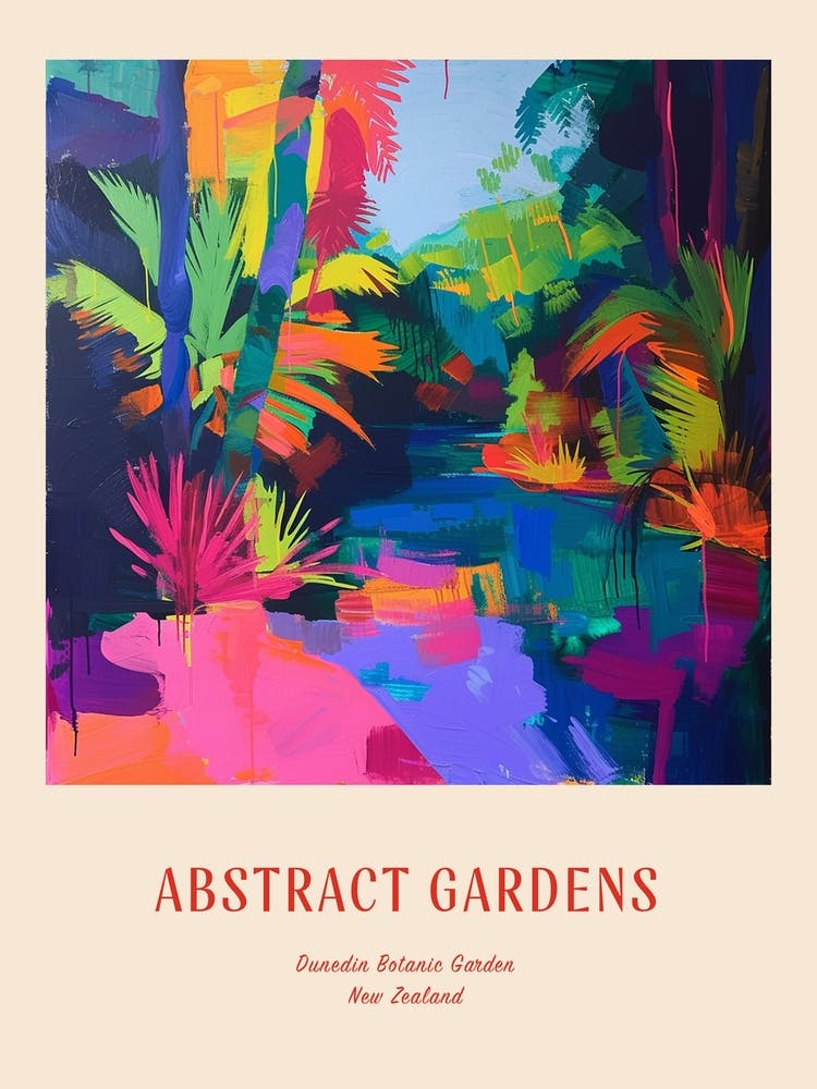 Colourful Gardens Dunedin Botanic Garden New Zealand 2 Red Poster