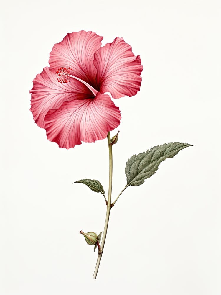 Hibiscus Flower Vintage Botanical 0
