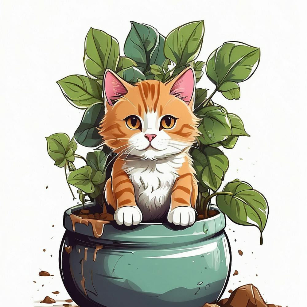 Cat In Pot