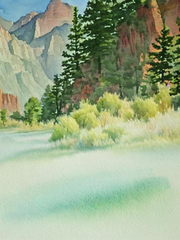 Zion National Park United States Of America Water Colour Poster