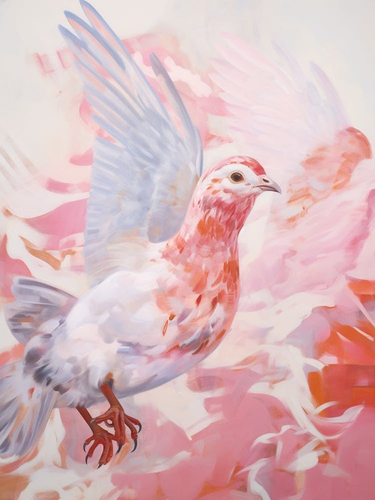 Pink Ethereal Bird Painting Partridge