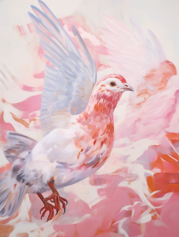 Pink Ethereal Bird Painting Partridge
