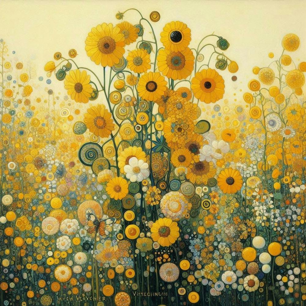 gustav klimt yellow flower garden