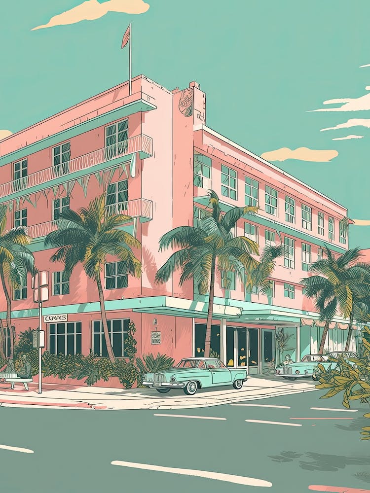 Miami Florida Usa Travel Illustration 1