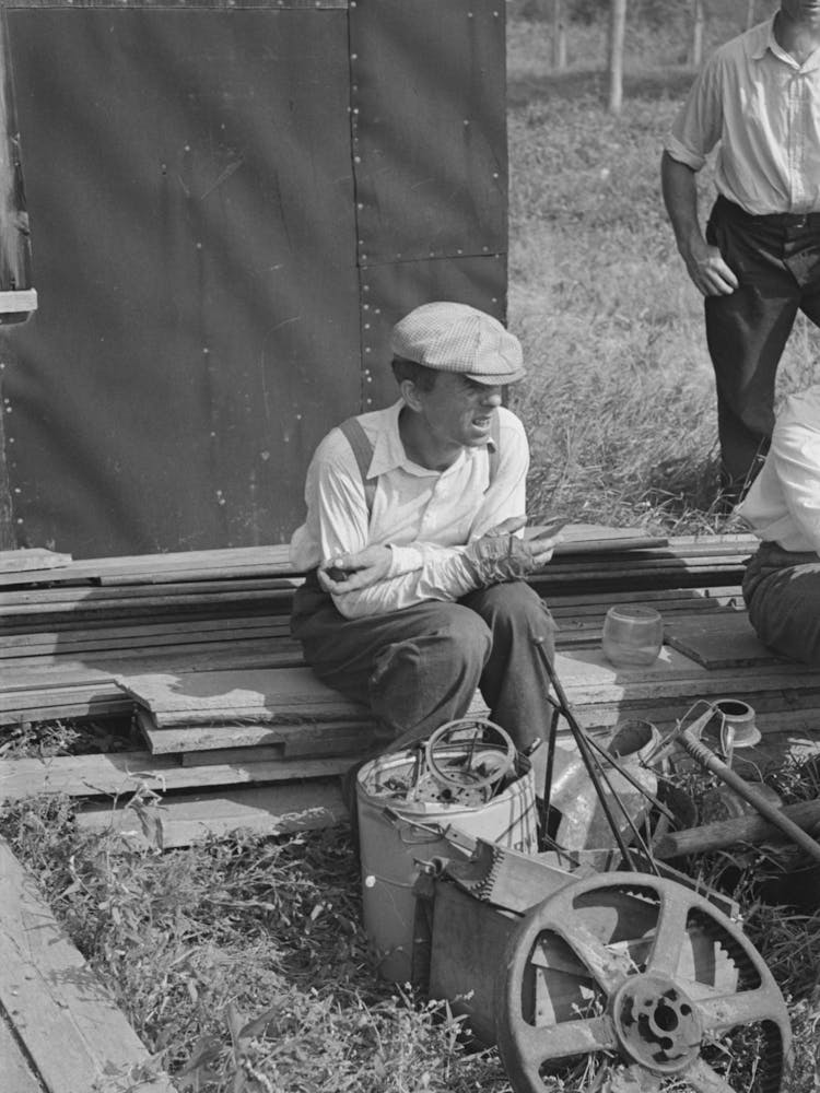 Man At Auction Sale, Sparlin Farm, Orth, Minnesota By Russell Lee