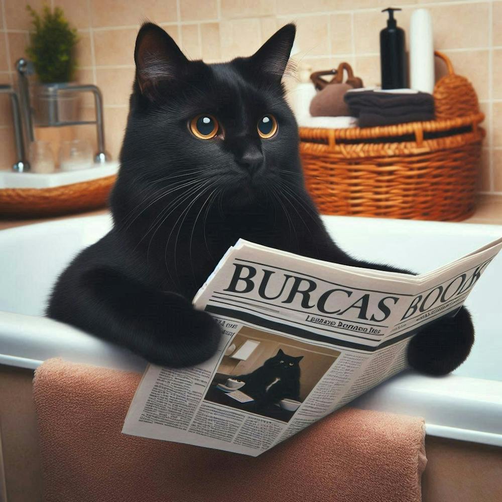 Cat Reading Newspaper