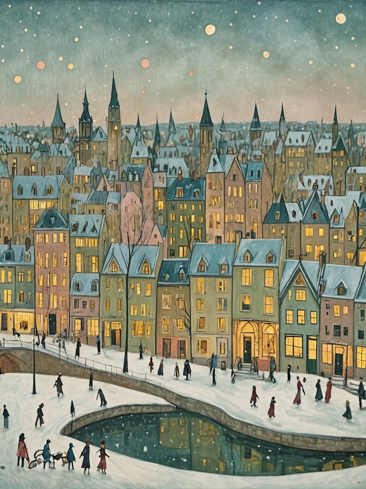 Winter City At Night