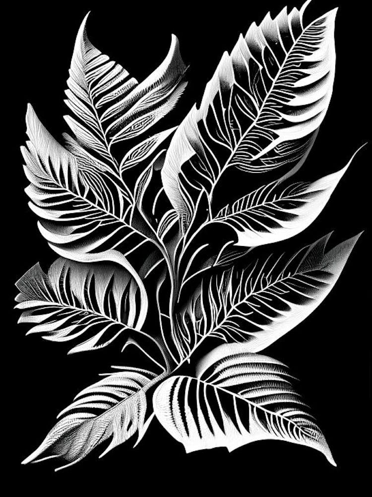 Cassia Leaf Linocut 1