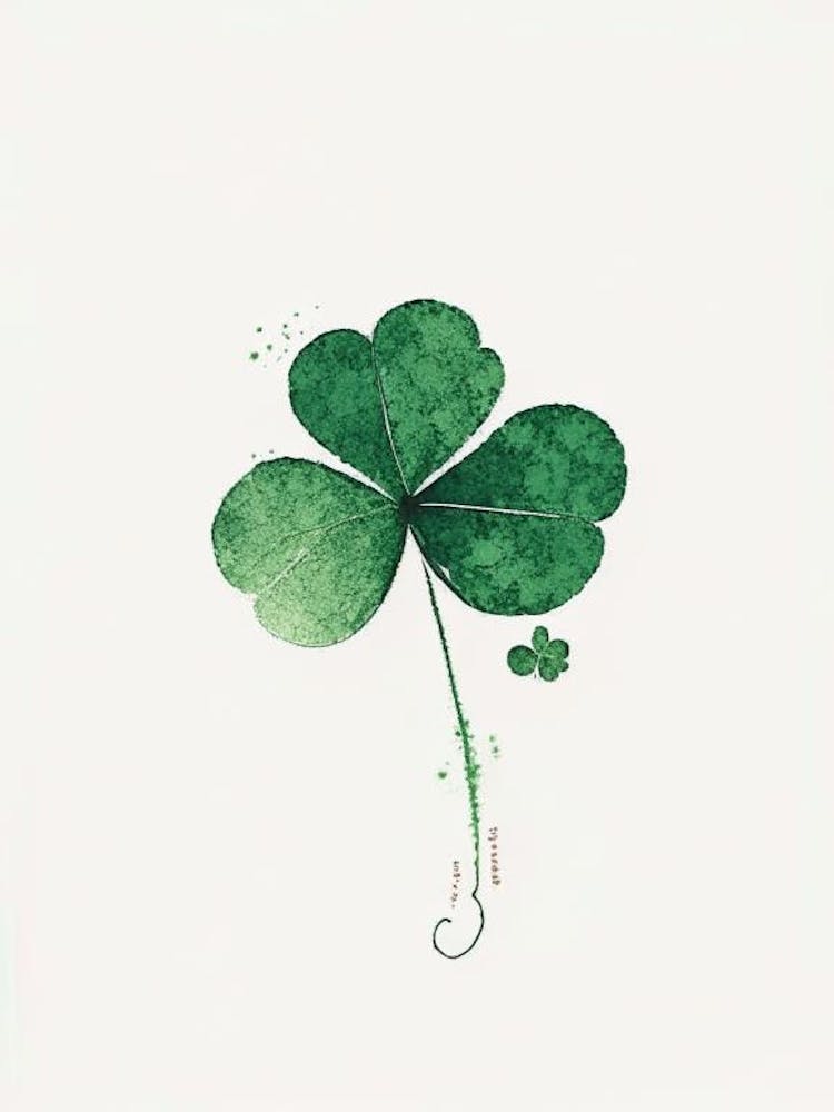 Four Leaf Clover Symbol Minimal Watercolour