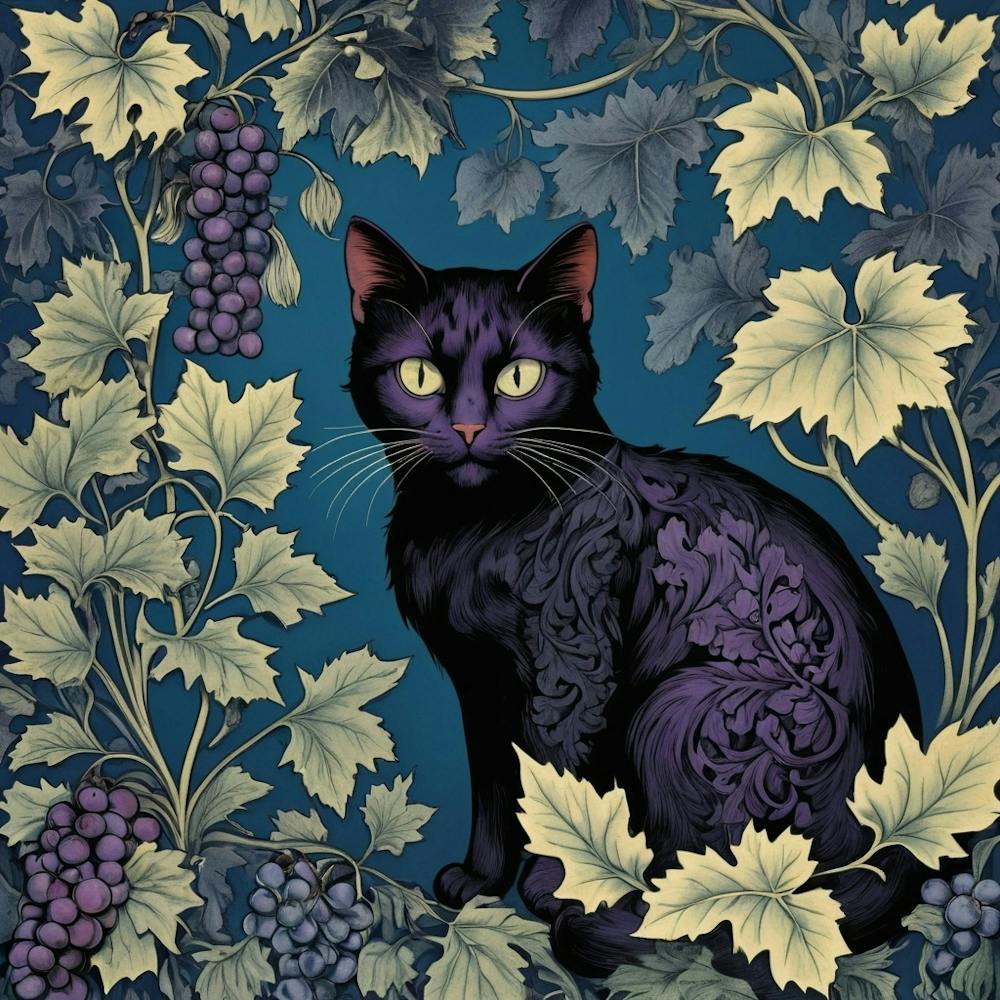 Black Cat With Grapes 5
