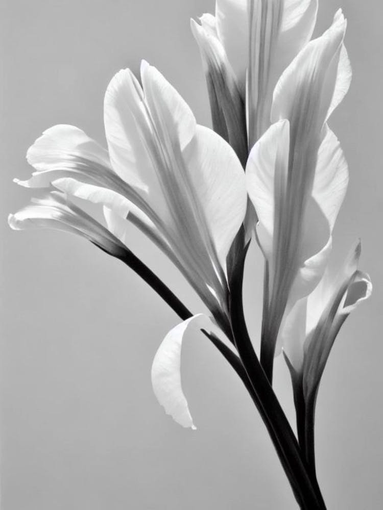 Gladioli B&W Pencil 1 Flower