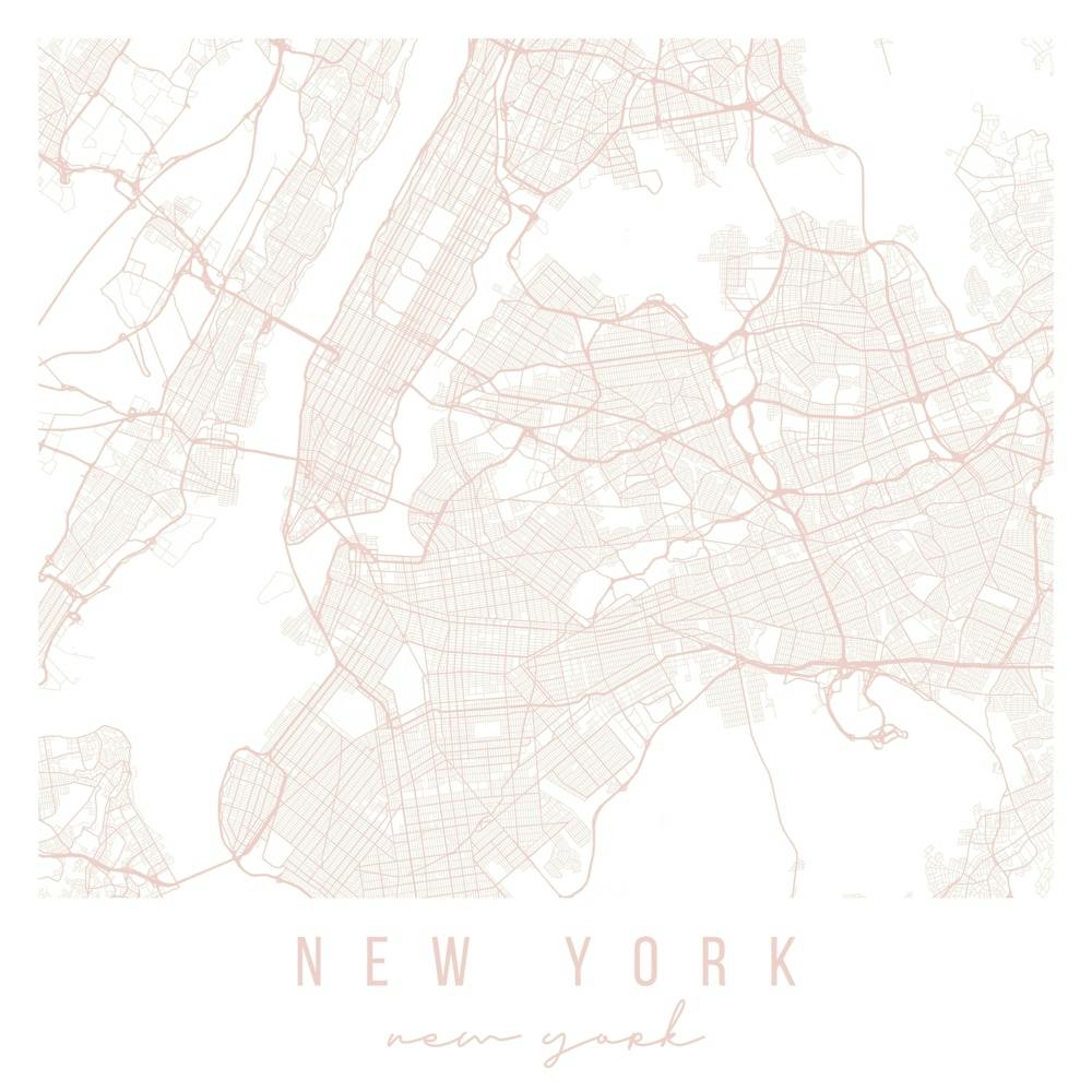 New York New York Light Pink Minimal Street Map Square