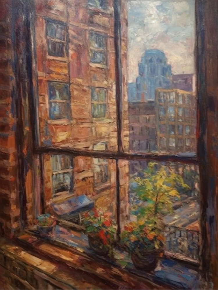 Window View Of Toronto Canada Impressionism Style 1