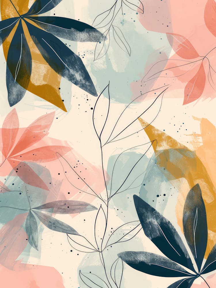 Abstract Watercolor Leaves