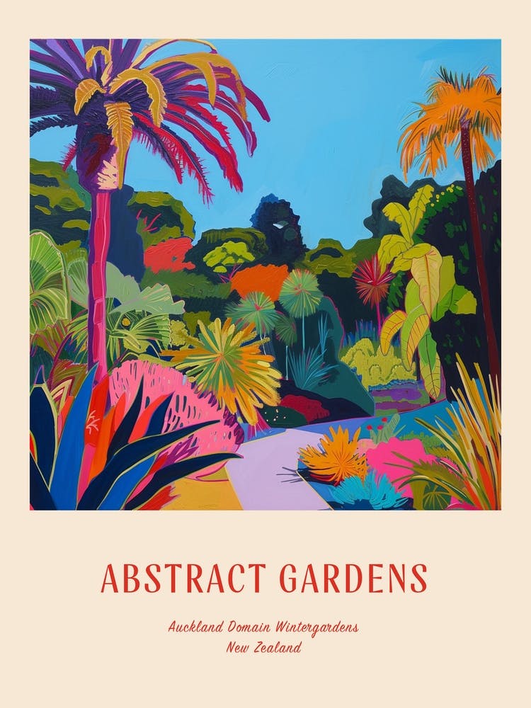 Colourful Gardens Auckland Domain Wintergardens 3 Red Poster