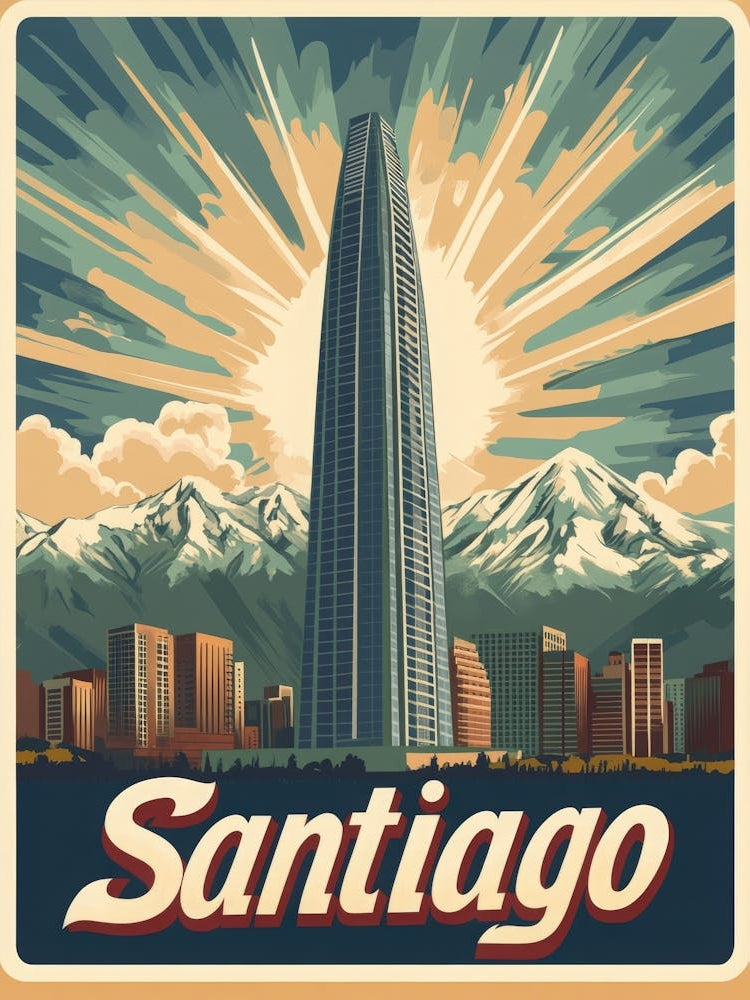 Aihrgdesign A Vintage Travel Poster Of Santiago 2