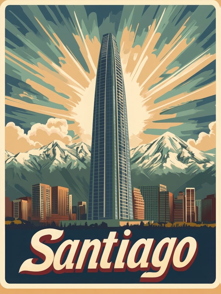 Aihrgdesign A Vintage Travel Poster Of Santiago 2