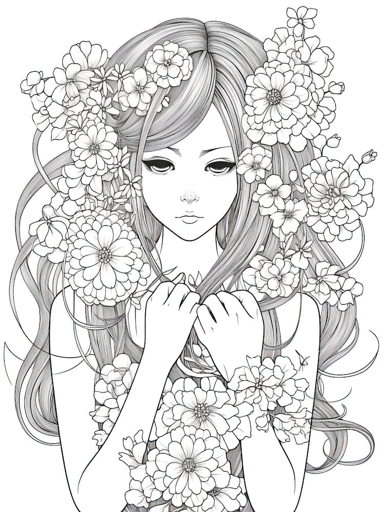 Bloom Body Girl Line Art 3