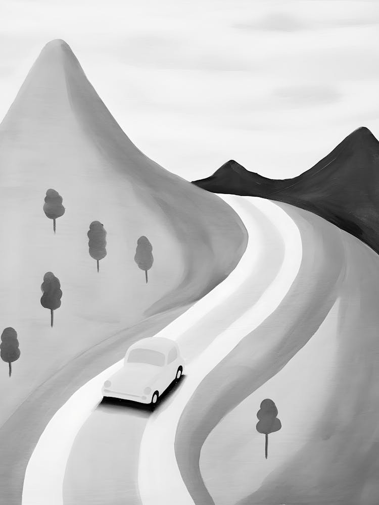 Black And White Car On The Road