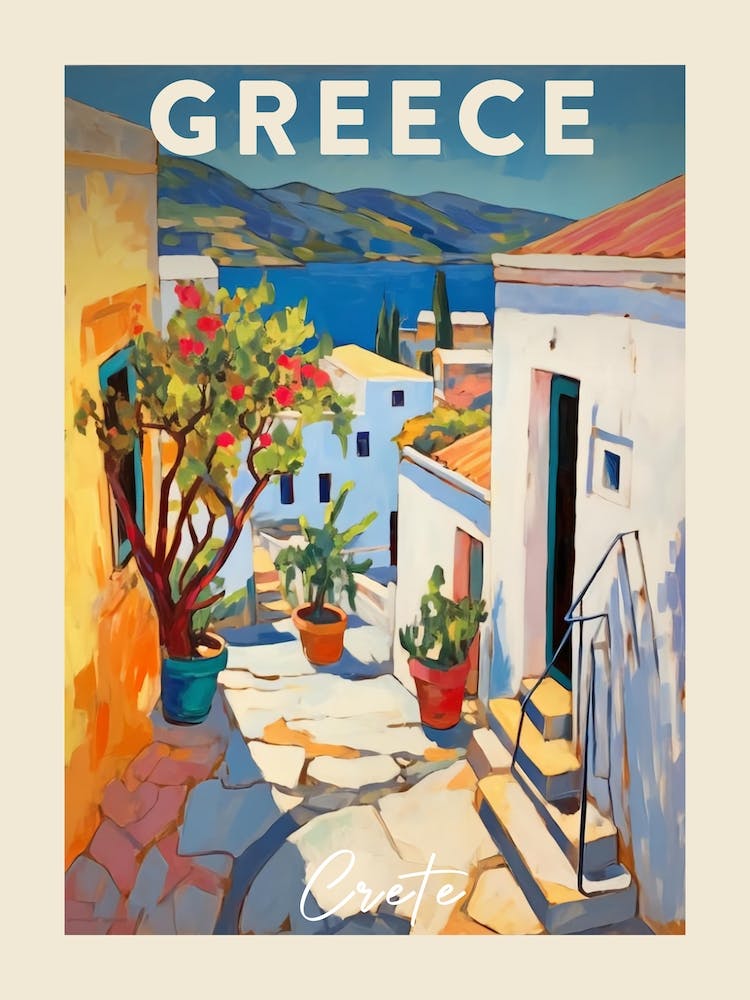 Crete Greece 4 Fauvist Painting  Travel Poster