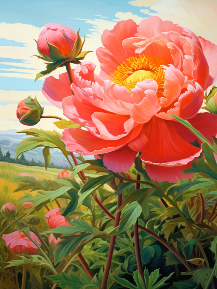 Peony Wildflower In Green Field (2)
