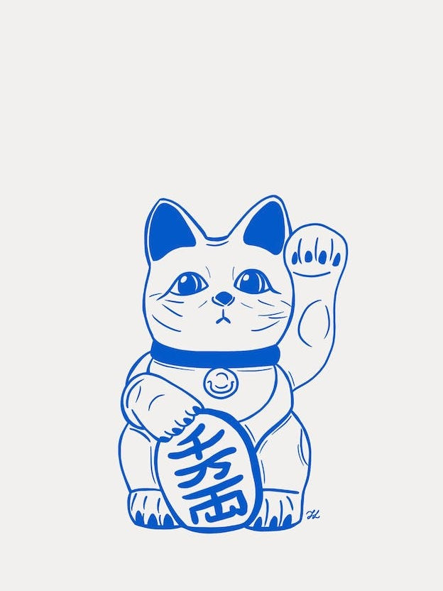 Blue Lucky Cat