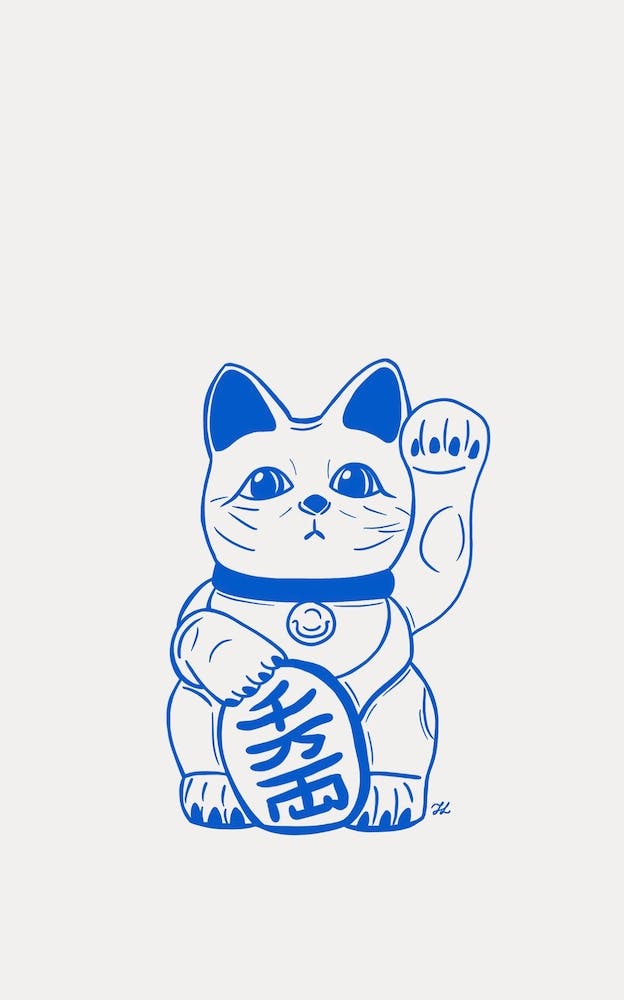 Blue Lucky Cat