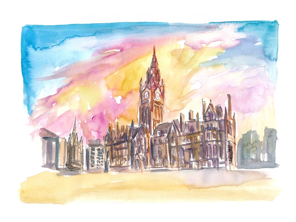 Manchester England Town Hall In Sunlight