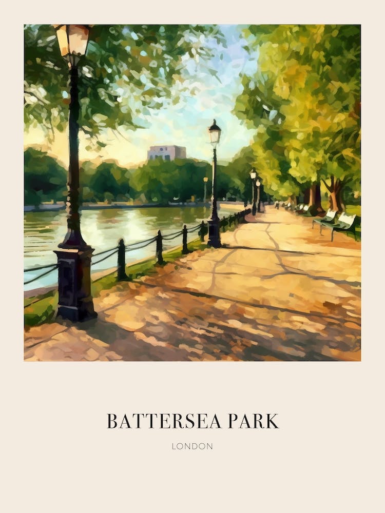 Battersea Park London United Kingdom Vintage Cezanne Inspired Poster
