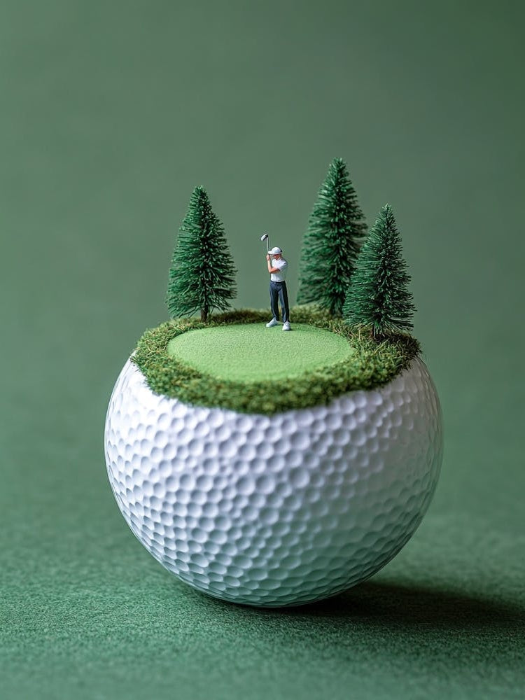 Miniature Golf Player On A Golf Ball