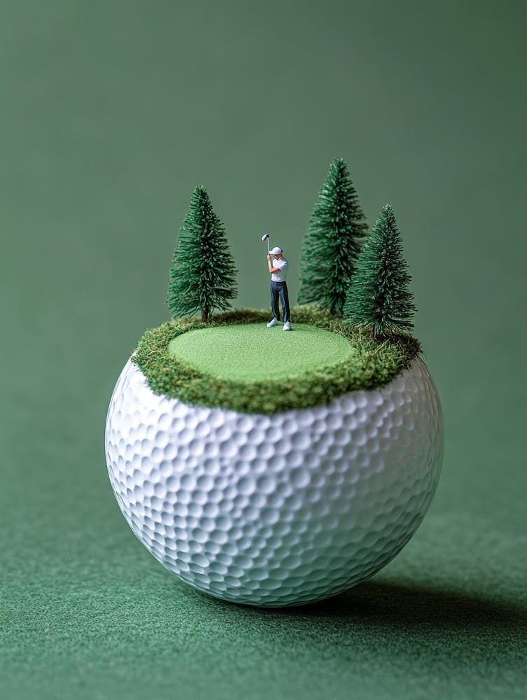 Miniature Golf Player On A Golf Ball