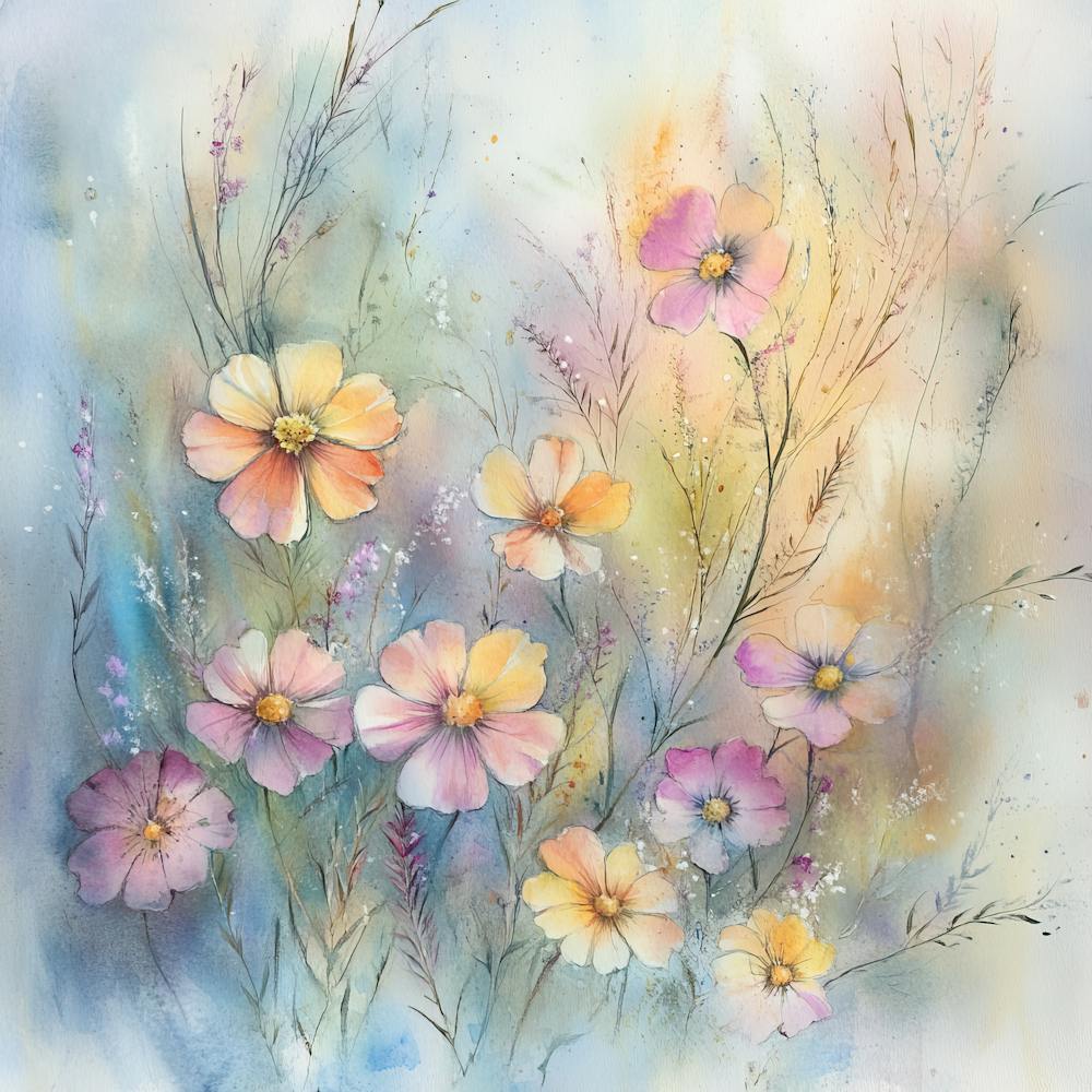 Whimsical Pastel Wildflowers 6