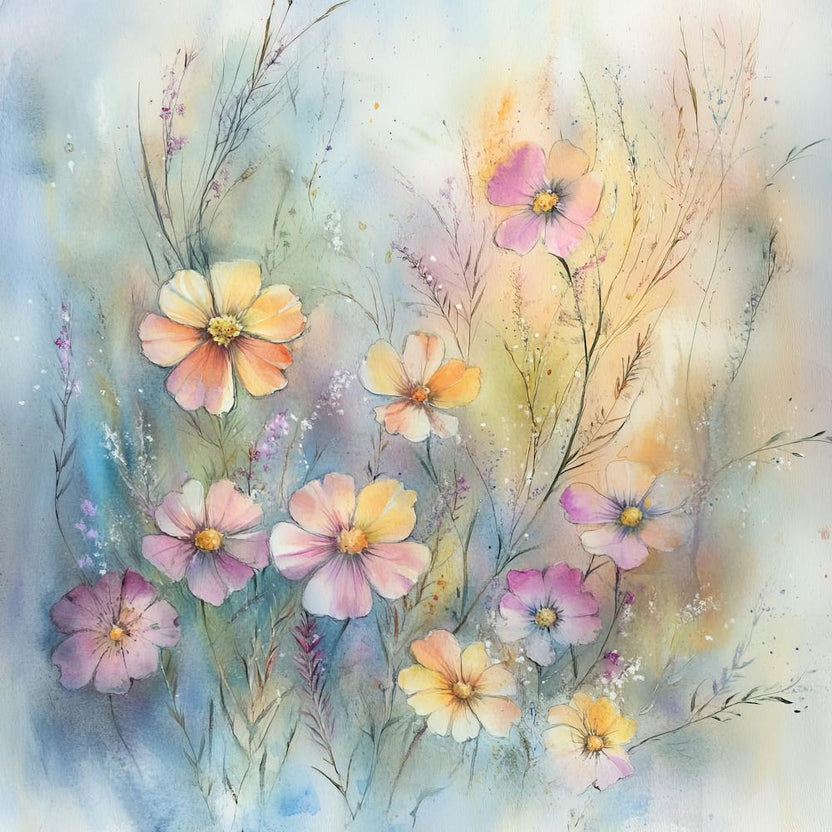 Whimsical Pastel Wildflowers 6