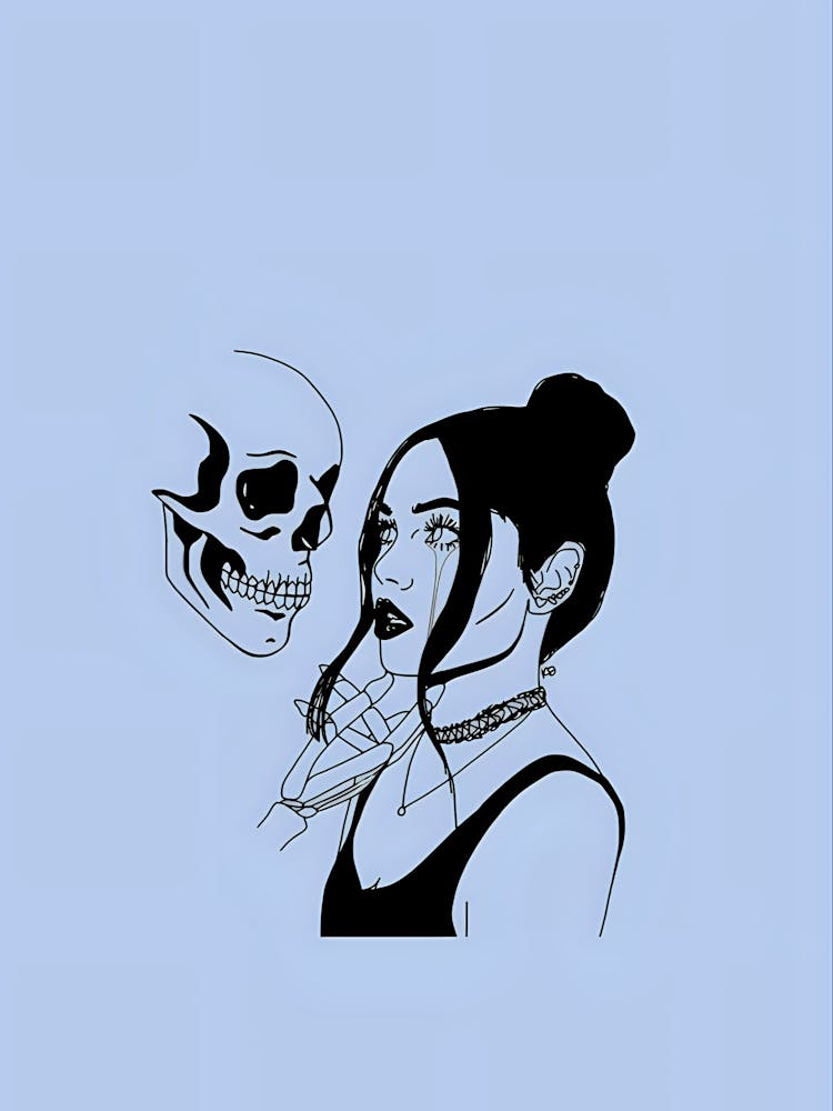 Portrait Of A Girl With A Skull
