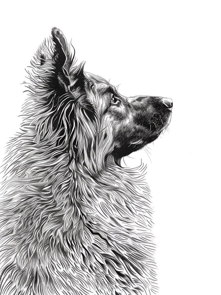 Belgian Tervuren Dog Line Sketch 1