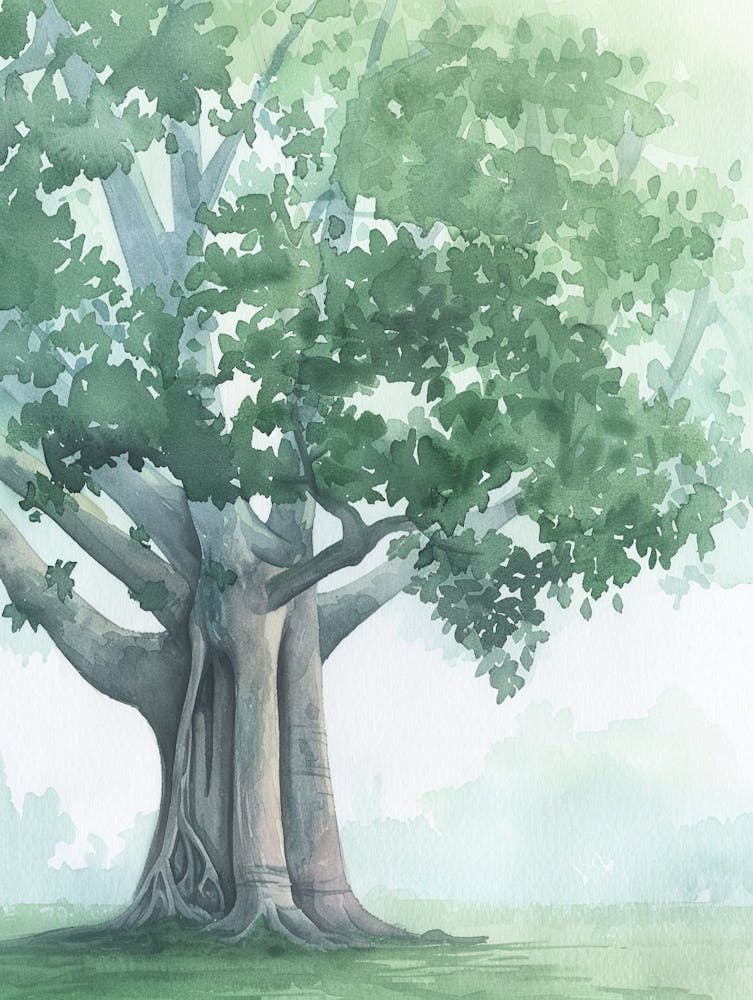 Banyan Tree Atmospheric Watercolour Painting 3